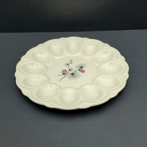 Canonsburg Pottery Allegheny Ware Wild Clover Deviled Egg Plate Egg Serving Dish - Picture 4 of 8